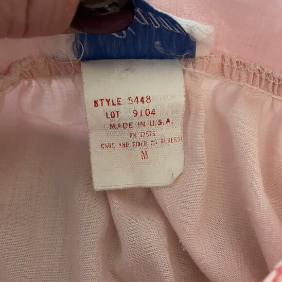 70s Vintage It's A Charm Pink Button-Down Robe With Embroidered Sleeves Size M - Picture 6 of 7